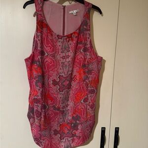 CAbi Pink and Red Paisley Tank Top